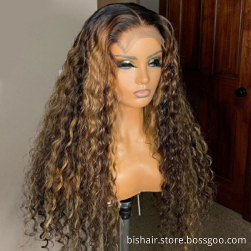 Wholesale Highlight Bundles Deep Wave Brazilian Hair Weave Ombre Bundles Remy P4-27 Brown Deep Curly Hair Remy Pre Plucked Women